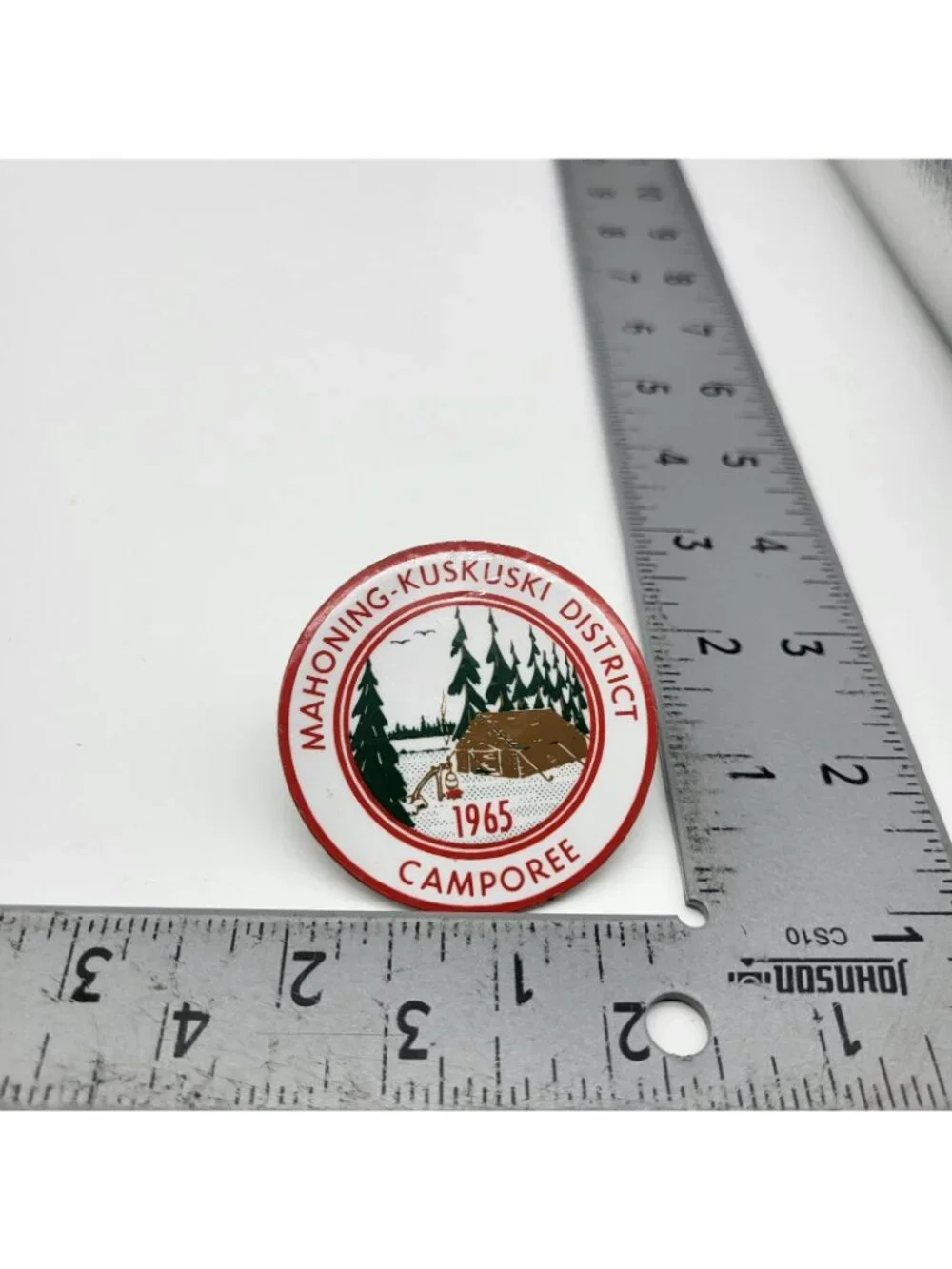 Vintage Boy Scout BSA 1965 Bolo Tie Glass Enamel Camporee Scarf tie